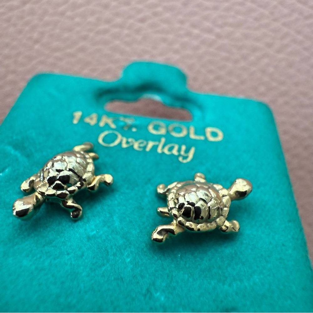14K Gold Overlay Turtle Earrings